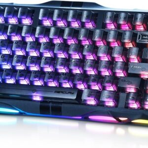 GravaStar Mercury V75 HE Keyboard, 75% Hall‑Effect Magnetic Switch Gaming Keyboard, 8000 Hz Polling, 0.005RT, Wired USB-C, RGB Backlit, Adjustable Actuation, Semi‑Aluminum Chassis-Stealth Black